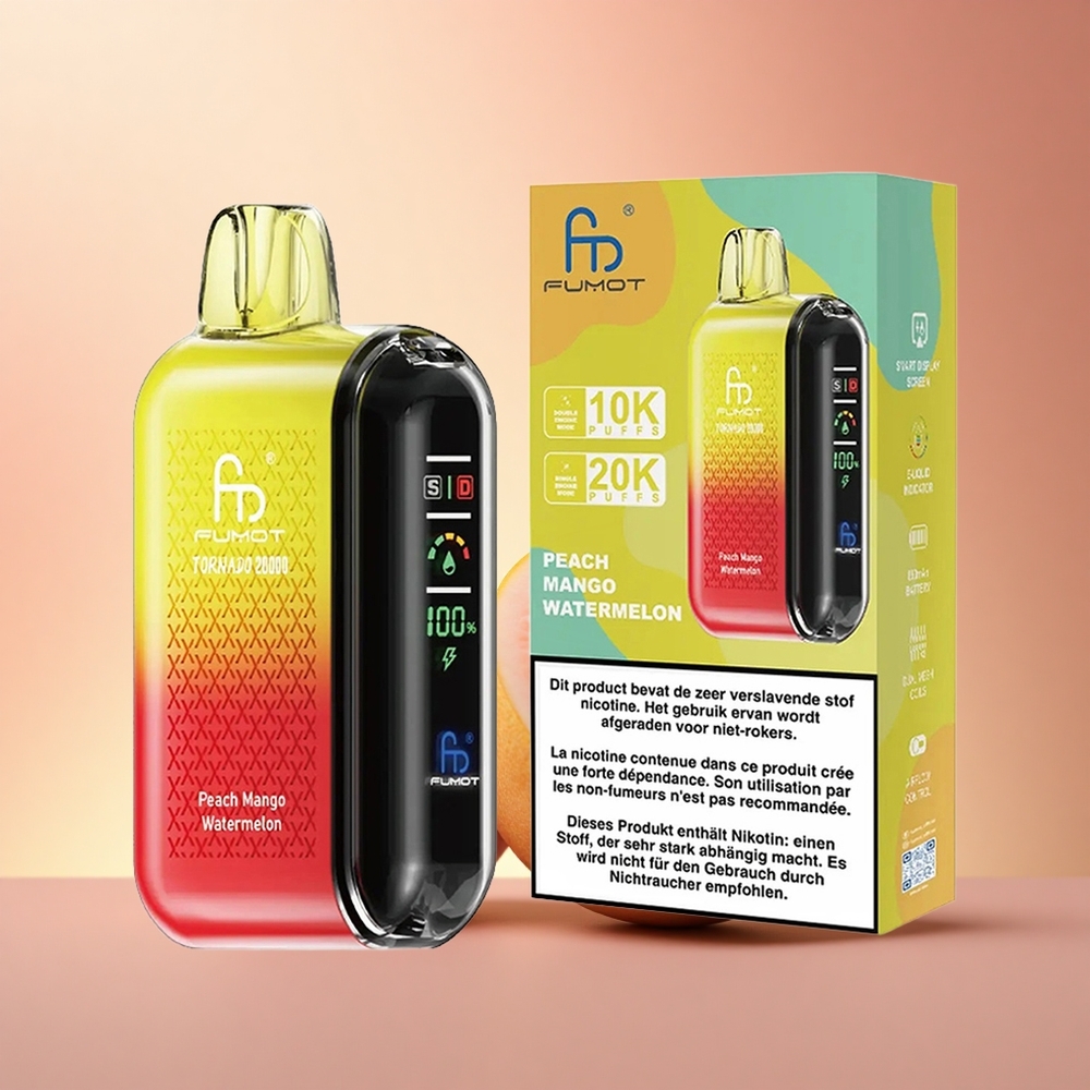 Fumot Tornado 20000 Puffs Ροδάκινο Μάνγκο Καρπούζι 850mAh Dual Mesh Coil