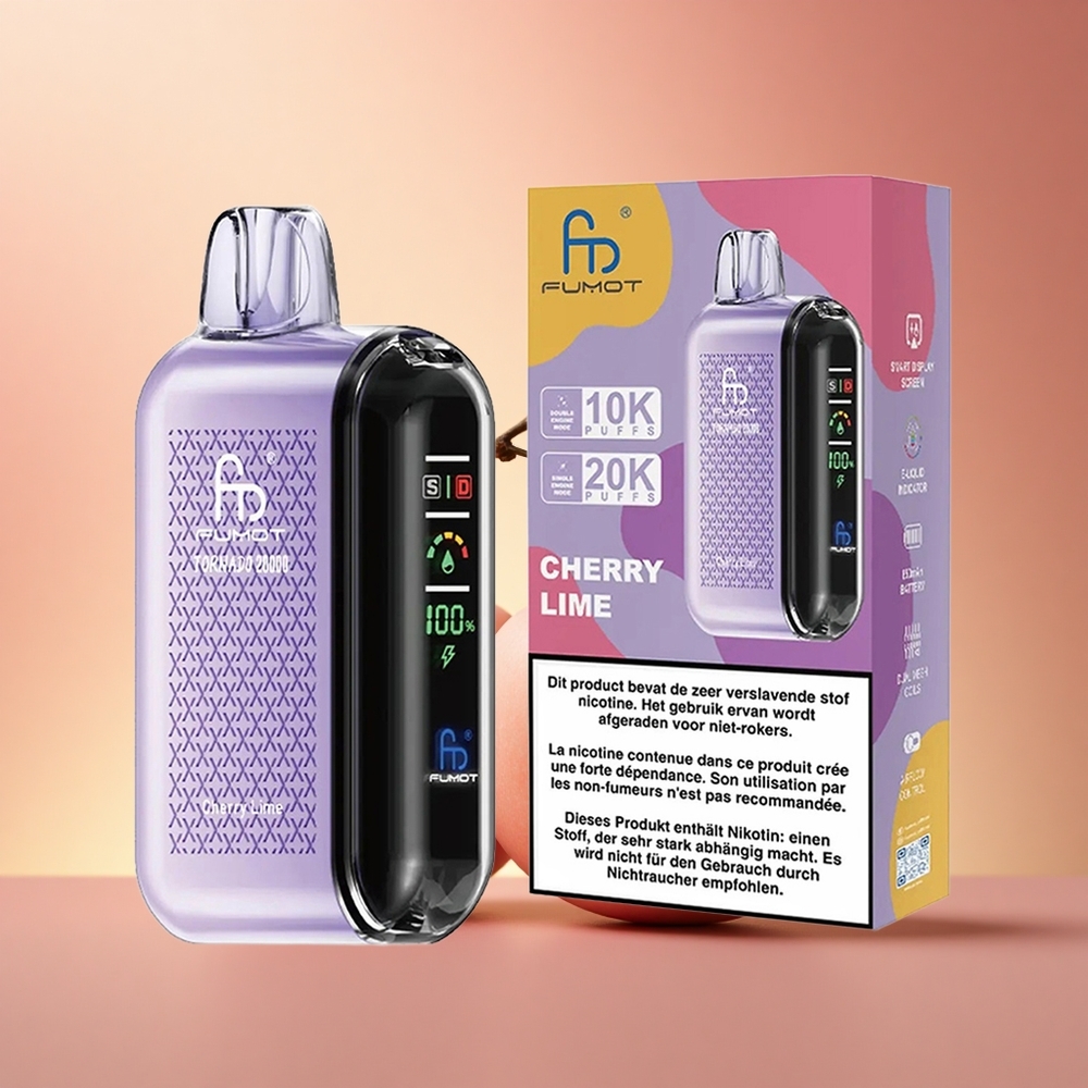 Fumot Tornado 20000 Puffs Κεράσι Λάιμ με Dual Mesh Coil και 850mAh