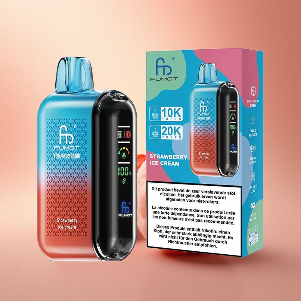 Fumot Tornado 20000 Puffs Φράουλα Παγωτό με Dual Mesh Coil και 850mAh