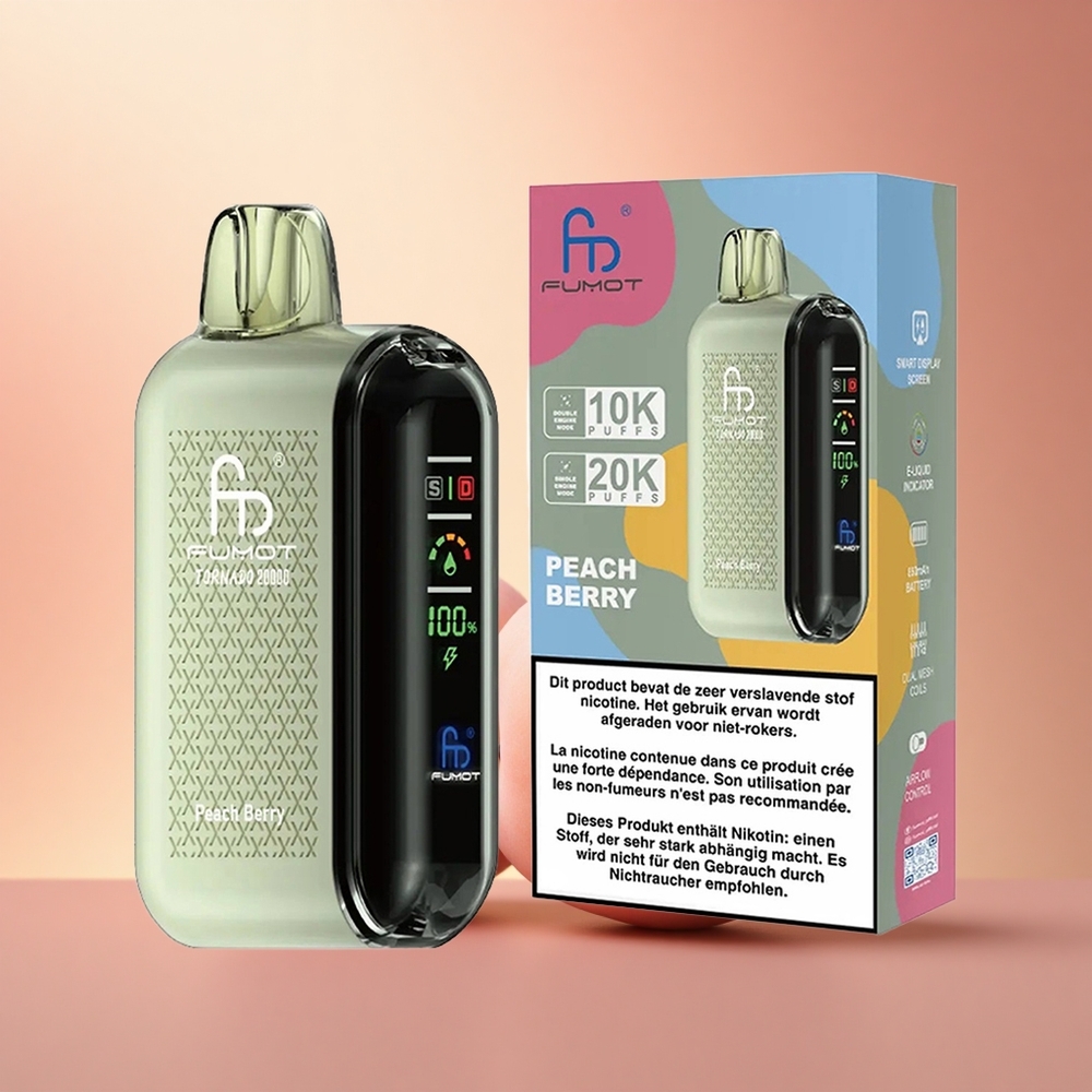 Fumot Tornado 20000 Puffs Ροδάκινο Μούρο με Dual Mesh Coil και 850mAh