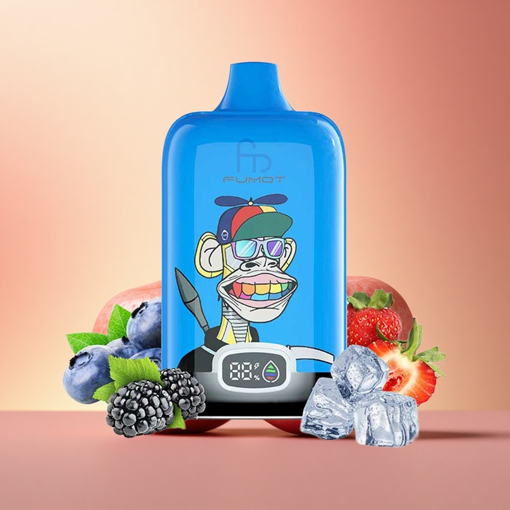 Fumot Tornado Digital Box 12000 Puffs Φράουλα Σταφύλι Mesh 550mAh 5% Nicotine