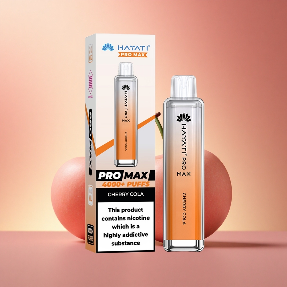 Hayati Pro Max 4000 Puffs Κεράσι Κολά 1400mAh Διπλός Σπείρας 1.1 Ohm