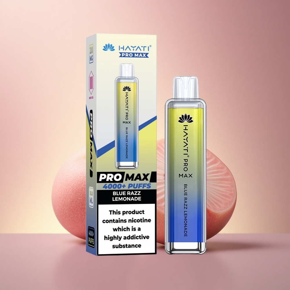 Hayati Pro Max 4000 Puffs Μπλε Ραζ Λεμονάδα με Διπλή 1.1 Ohm Πλέγμα και 1400mAh