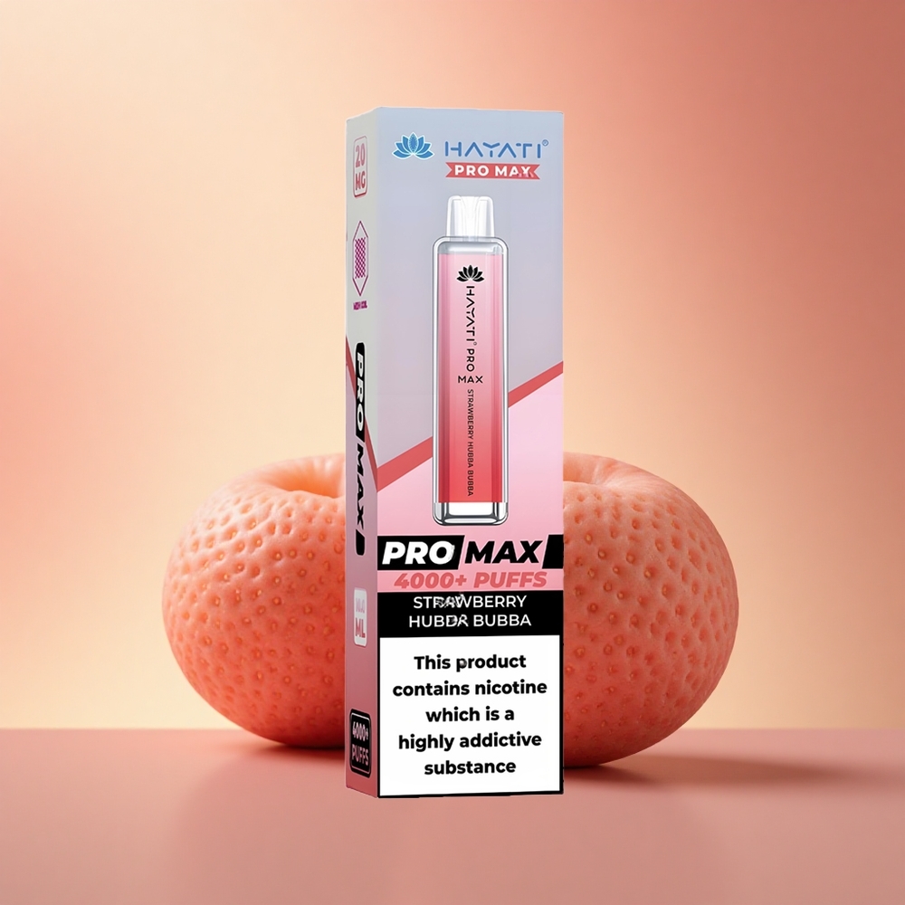 Hayati Pro Max 4000 Puffs Φράουλα Hubba Bubba Διπλός Πυρήνας 1400mAh 2ml